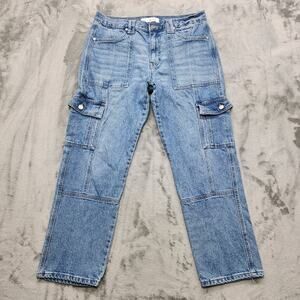 KanCan Jeans Womens 11/29 Blue Aaliyah High Rise Slim Straight Leg Cargo Ankle